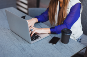 woman working on her laptop